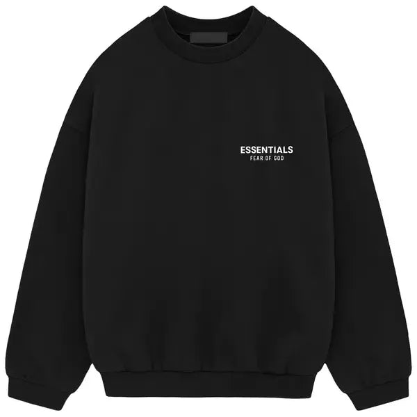 Fear of God Essentials Fleece Crewneck Black White FW24