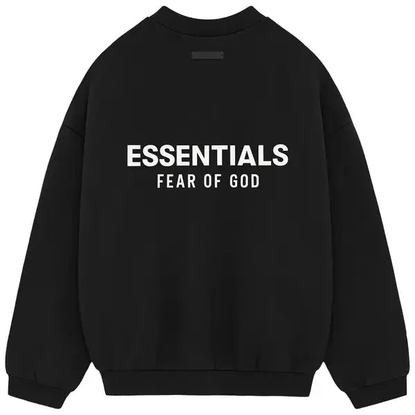 Fear of God Essentials Fleece Crewneck Black White FW24