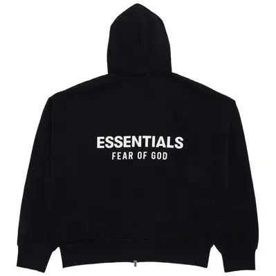 Fear of God Essentials Classic Full Zip-Up Hoodie Jet Black SS25