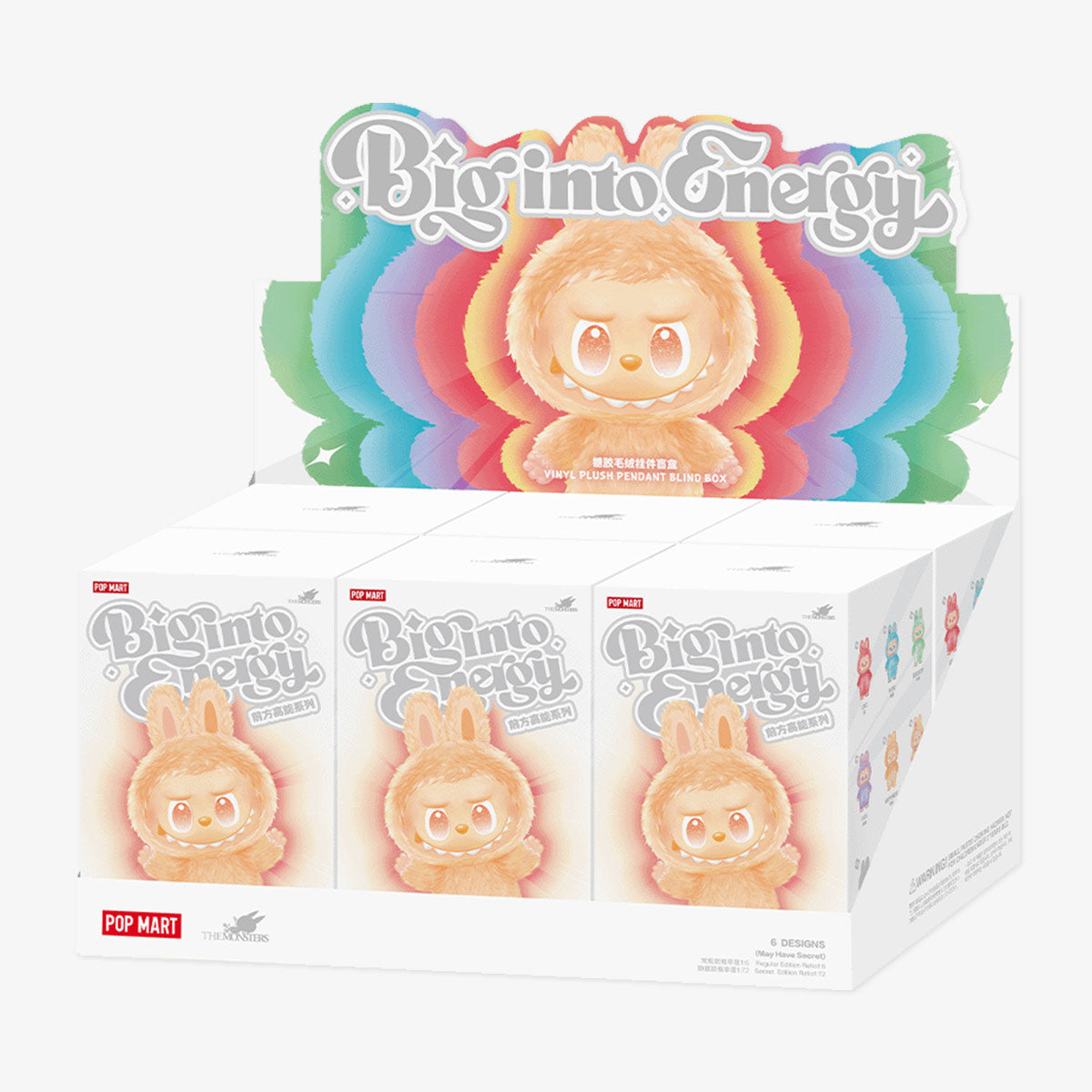 Pop Mart Labubu THE MONSTERS Big into Energy Series-Vinyl Plush Pendant Blind Box Case (6 Blind Boxes)