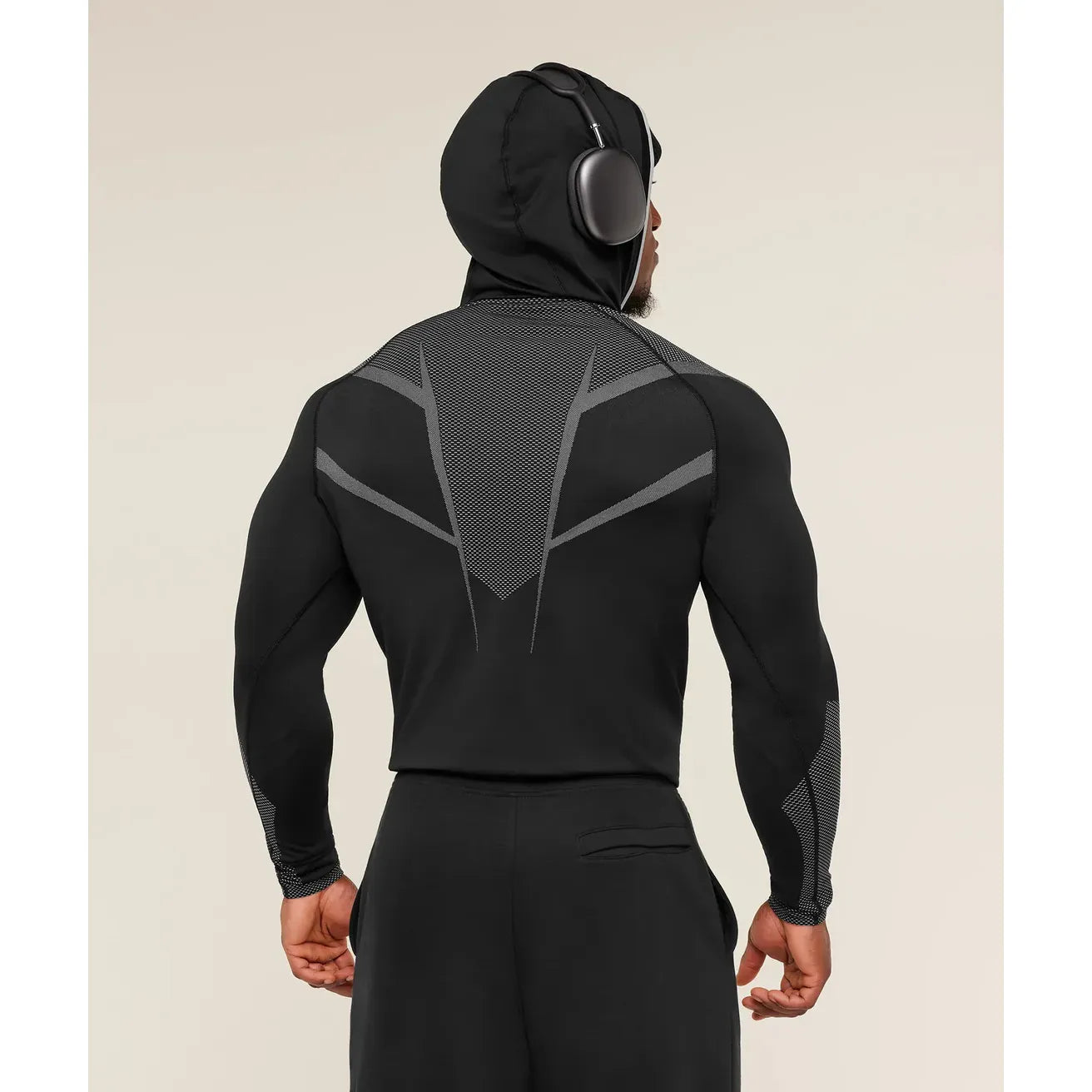 GymShark Onyx 5.0 Seamless Hoodie Black/Light Grey