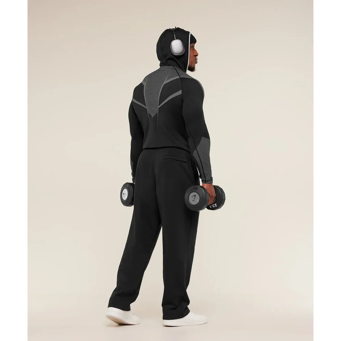 GymShark Onyx 5.0 Seamless Hoodie Black/Light Grey