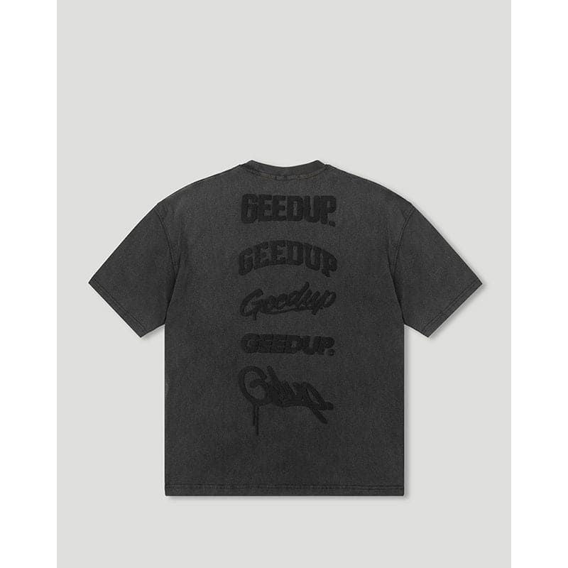 Geedup Stacked Logos T-Shirt 'Vintage Washed Black'