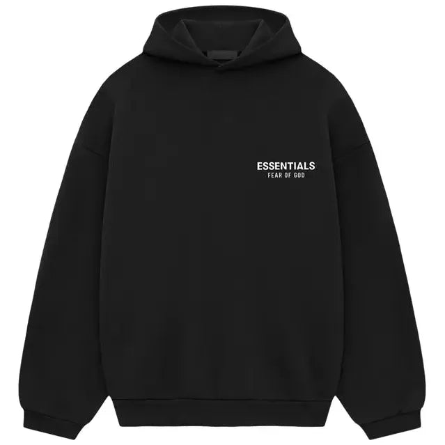 Fear Of God Essentials Fleece Hoodie Black White FW24