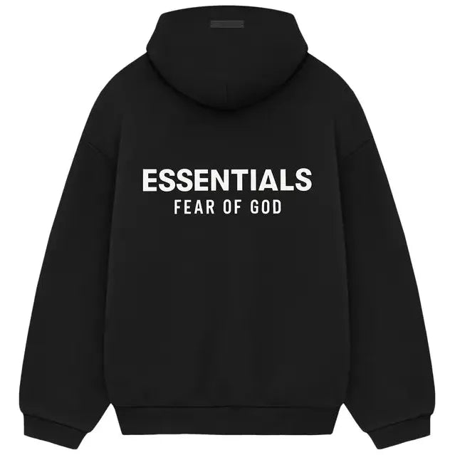 Fear Of God Essentials Fleece Hoodie Black White FW24