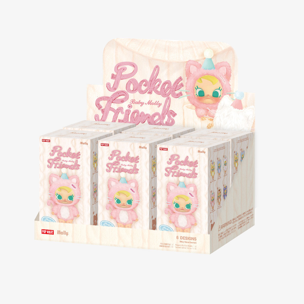 Pop Mart Baby Molly Pocket Friends Series-Vinyl Plush Pendant Sealed Case (Six Blind Boxes)