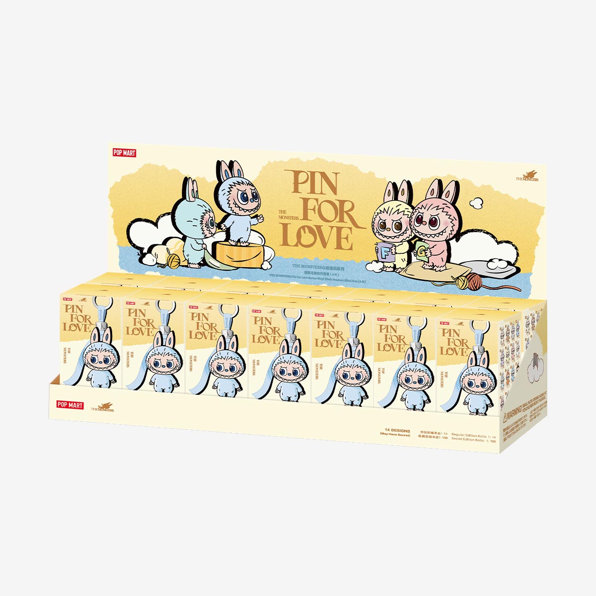 Pop Mart Labubu THE MONSTERS PIN FOR LOVE SERIES - Vinyl Plush Pendant CASE (14 BLIND BOXES)(A-M)