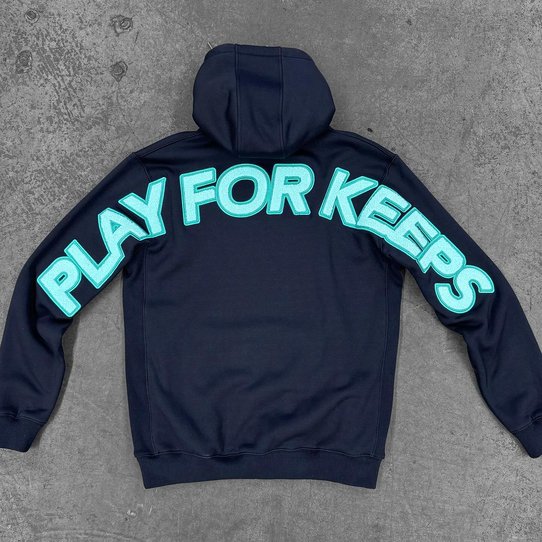 GEEDUP Play For Keeps HOODIE NAVY/TURQUOISE