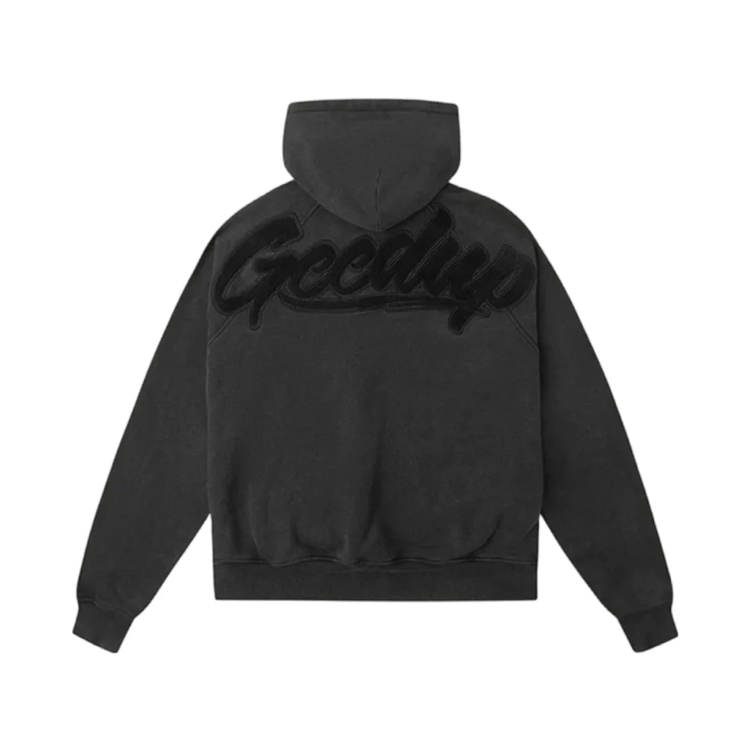 GEEDUP OS Script Hoodie Vintage Washed Black