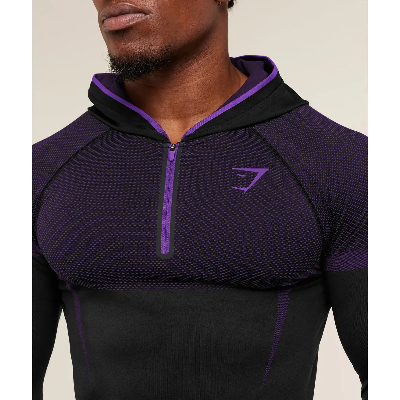 GymShark Onyx 5.0 Seamless Hoodie Black/Atheltic Purple