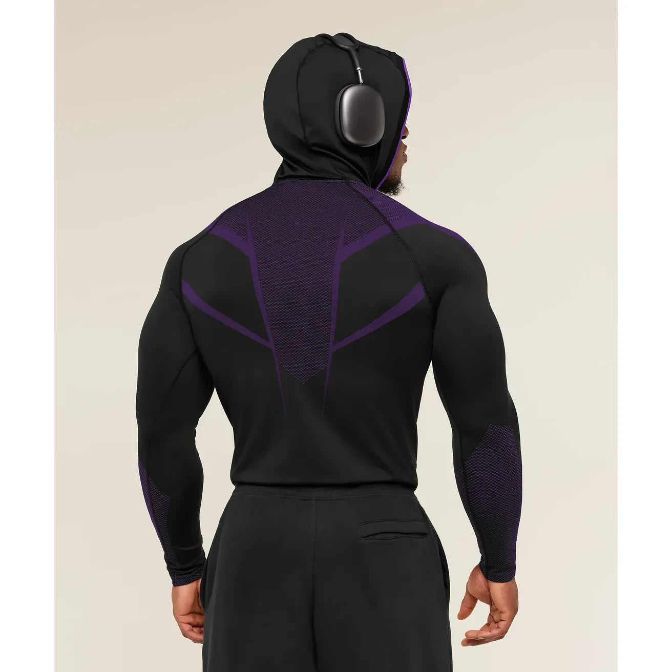 GymShark Onyx 5.0 Seamless Hoodie Black/Atheltic Purple
