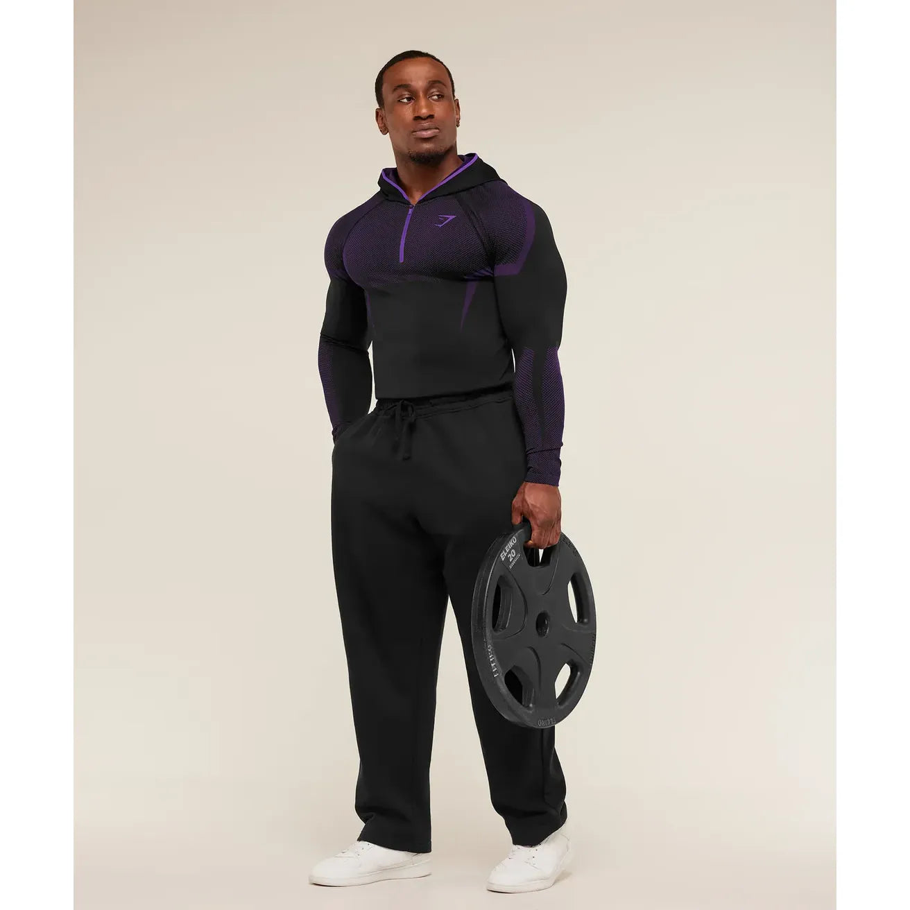 GymShark Onyx 5.0 Seamless Hoodie Black/Atheltic Purple