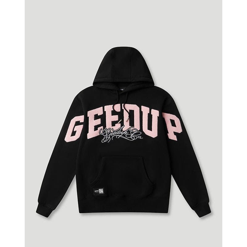 GEEDUP Team Logo Script Hoodie Black/Dusty Pink