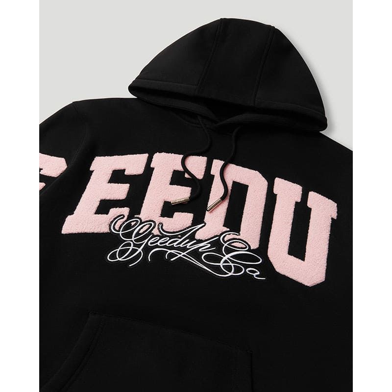 GEEDUP Team Logo Script Hoodie Black/Dusty Pink