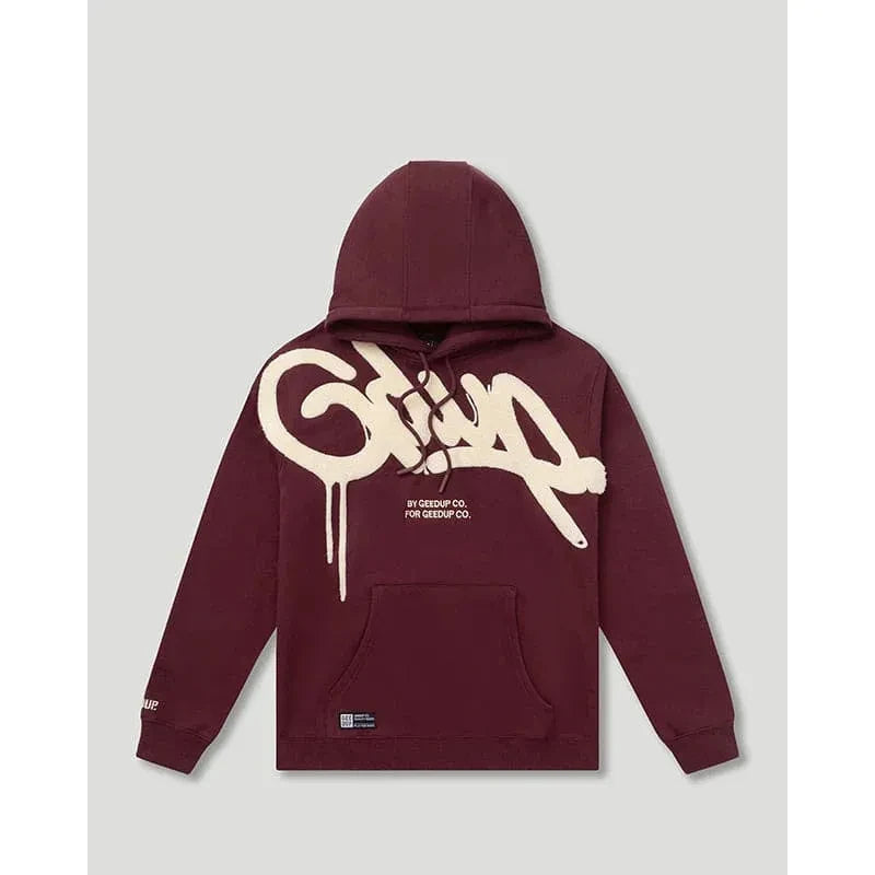 GEEDUP Handstyle Hoodie Maroon/Cream