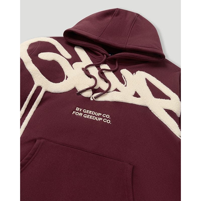 GEEDUP Handstyle Hoodie Maroon/Cream