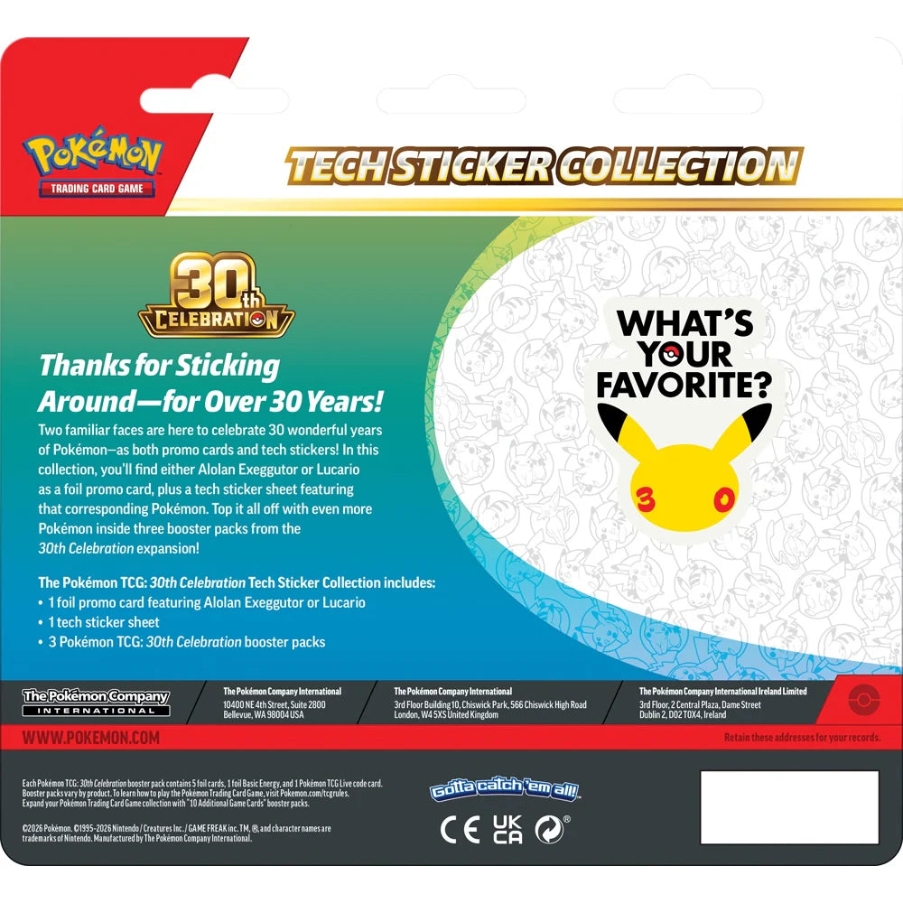 Pokémon TCG: 30th Celebration Tech Sticker Collection