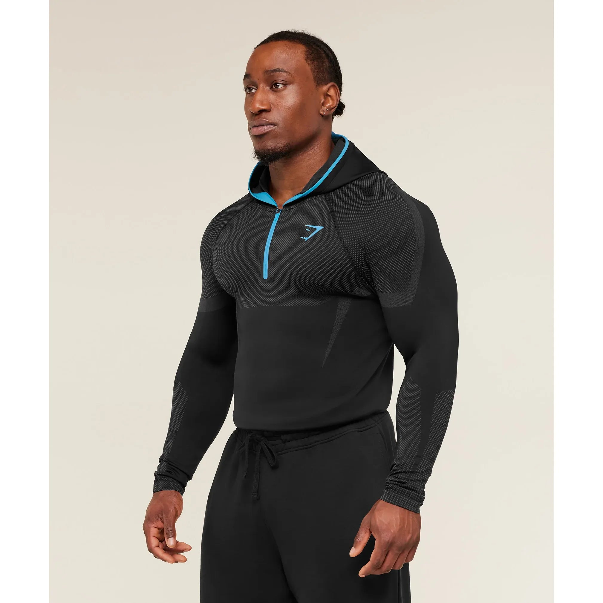 GymShark Onyx 5.0 Seamless Hoodie Black/Onyx Grey